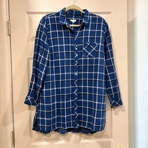 J. Jill Blue Checkered Tunic Top with pockets